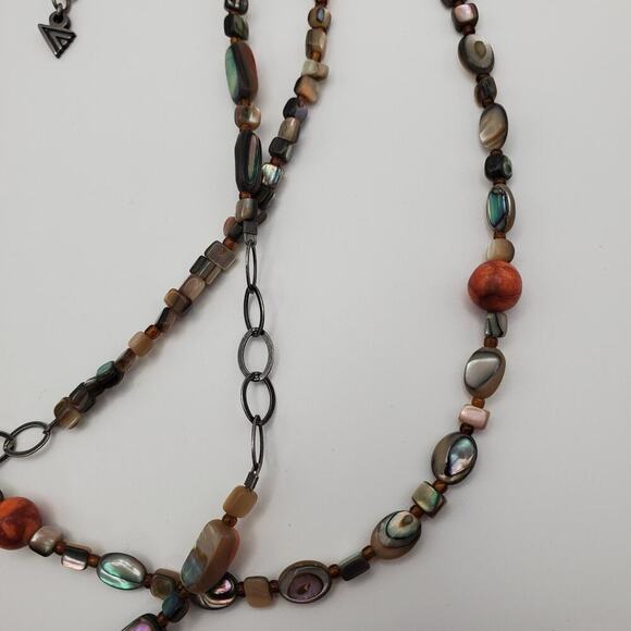 SILPADA Sterling Silver FIESTA FUN Coral Mother of Pearl Abalone Necklace #N1563 - Picture 5 of 8